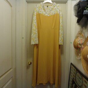 CURVY GIRL RETRO STYLED MUSTARD W PRINT MAXI DRESS BY SHEIN 3 X